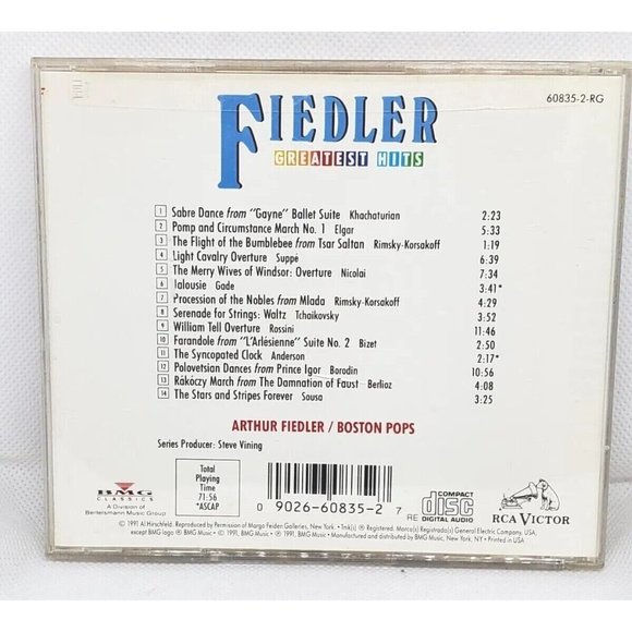 Mint Condition Vintage RCA Victor Arthur Fiedler Boston Pops 91 Greatest Hits CD - Picture 3 of 9